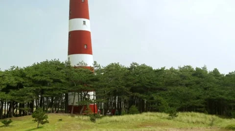 Red and white striped lighthouse Video stock 8645937