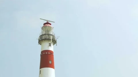 Red and white striped lighthouse Video stock 8645973