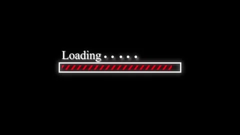 Red and White Striped Loading Bar with Text on Black Background progress in.. Stock Footage 330347081
