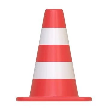 Red and white striped traffic cone isolated on a white background Stock Illustration