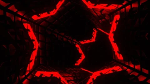 Red and White Strobe Hexagonal Circle Tunnel Background VJ Loop in 4K Stock Footage 267082083