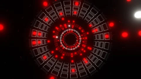 Red and White Strobe in Neon Square Elements Tunnel Background VJ Loop in 4K Stock Footage 314553718
