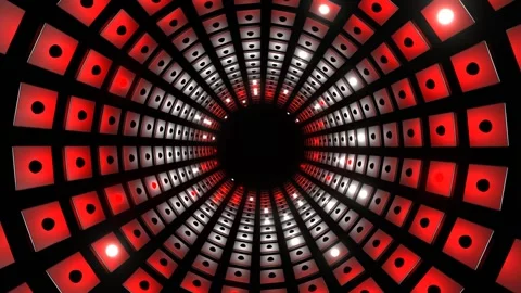 Red and White Strobe Square Elements Tunnel Background VJ Loop in 4K Stock Footage 267881771