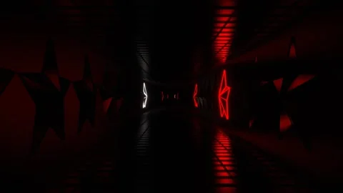 Red and White Strobe Star Tunnel Background VJ Loop in 4K Stock Footage 280064388