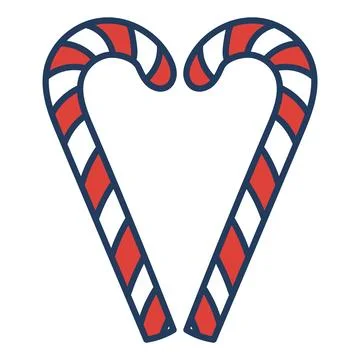 Red and white sugar cane candy heart isolated. Stock Illustration