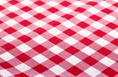 Red and white tablecloth 스톡 사진