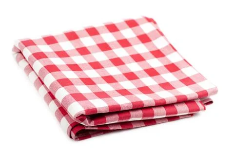 Red and white tablecloth 스톡 사진
