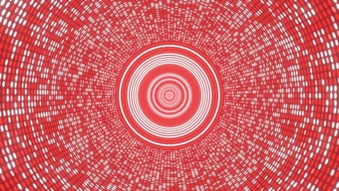 Red and white tiny circles change colors randomly in a rotating cylinder Stock Footage 320620696