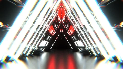 Red and White Triangle Strobe Neon Sci-Fi Tunnel Background VJ Loop l 4K Stock Footage 303046239