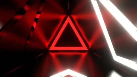 Red and White Triangular Corridor with Bright Neon Flashes Background VJ Loo 動画素材 344099050