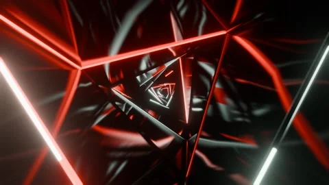 Red and White Triangular Spiral Neon Tunnel Background VJ Loop l 4K Stock Footage 295879533
