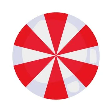 Red and white umbrella top view Stock Illustration