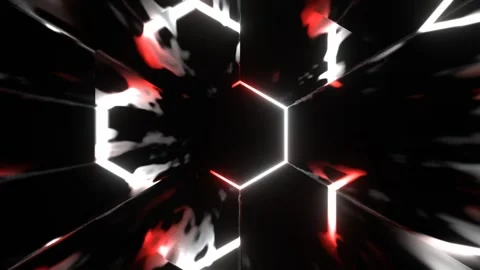 Red and White Vortex Gate Neon Energy Flow Background VJ Loop in 4K Stock Footage 312804043