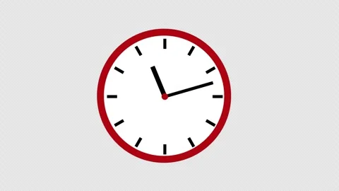 A red and white wall clock icon concept loop animation video with alpha chann Stock Footage 266120750