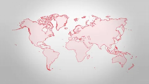 Red and White World Map Stock Footage 113098204