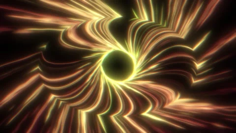 Red and Yellow Abstract AI Eye with Flowing Information Technology Glowing Stock Footage 306034998