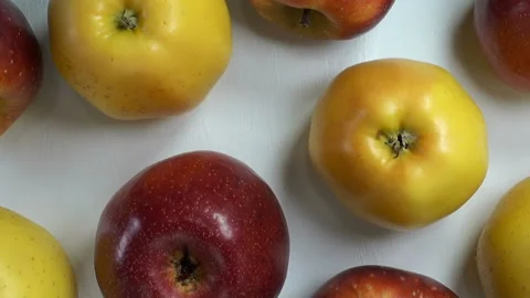 Red and yellow apples. Close-up Stock Footage 142070314