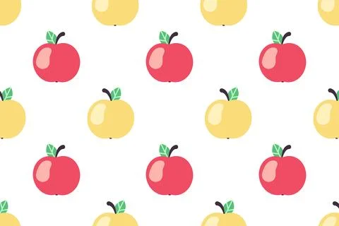 Red and yellow apples. Vector seamless pattern. Illustrazione stock