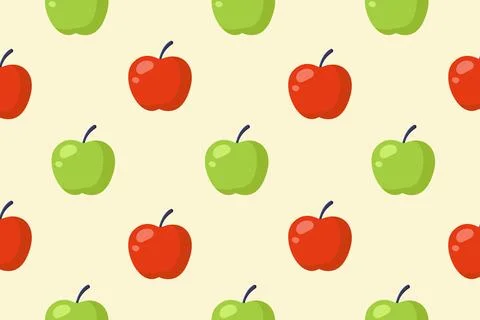 Red and yellow apples. Vector seamless pattern. Illustrazione stock