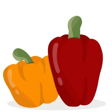 Red and yellow bell pepper isolated on white Stock Illustration