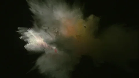 Red and yellow bottles breaking in slow motion Видео 81311656