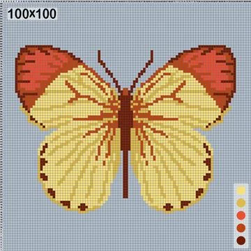 Red and yellow butterfly, pattern for cross-stitch or knitting Stock Illustration
