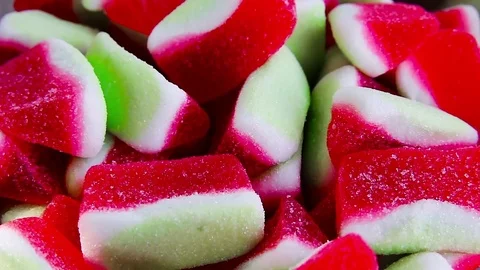 Red and Yellow Candies Texture Stock Footage 79656997
