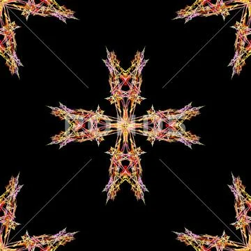 Red and yellow cross on a black background - seamless pattern Stock Illustration