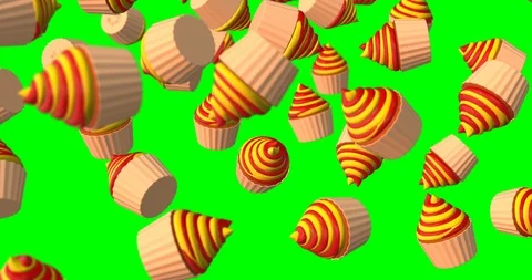 Red and yellow cupcake falling Stock Footage 109008414