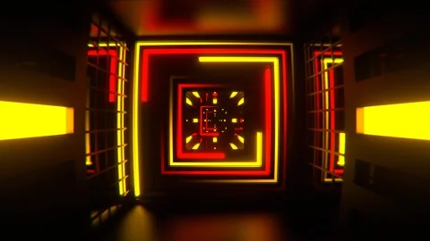 Red and Yellow Different Neon Lines Tunnel Background VJ Loop in 4K Stock Footage 295217764