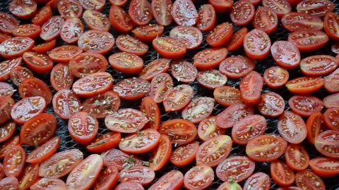 Red and yellow dried tomatoes Stock Footage 218897290