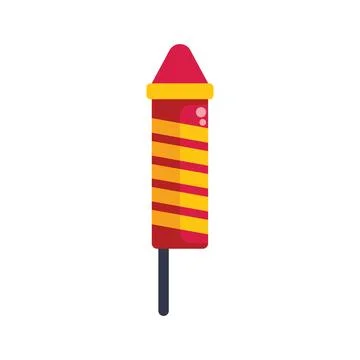 Red and yellow firecracker rocket with stripes waiting to be ignited Stock Illustration