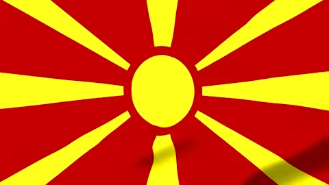 Red and yellow flag with sun rays design on transparent background Stock Footage 343317363