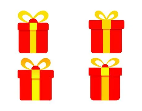 Red and Yellow Gift Boxes Festive Present Icons for Holiday Designs Stock Illustration