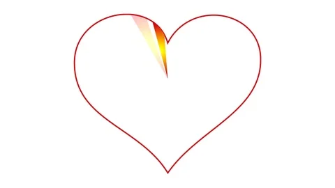 A red and yellow heart from the rays and in a halo.  A cartoon drawing. Video. Stock Footage 104629551