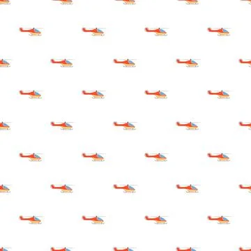 Red and yellow helicopters repeat in a seamless graphic pattern Illustrazione stock