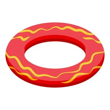 Red and yellow inflatable ring floating on water surface for summer fun Stock Illustration