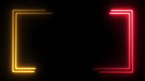 Red and yellow laser effect neon glowing frame background. Video stock 313441806