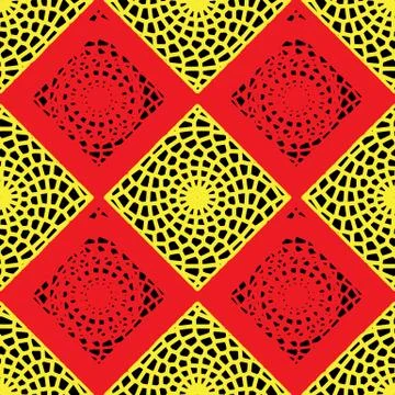 Red and Yellow Lattice Pattern Stock Illustration