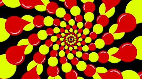 Red and Yellow Liquid Drops Spiral Growth Transition on Black Stock Footage 337223784