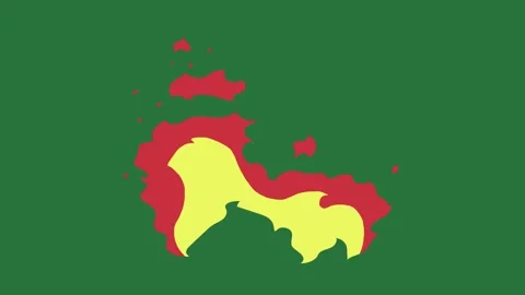 Red and yellow map with on fire cartoonish Stock Footage 335978915