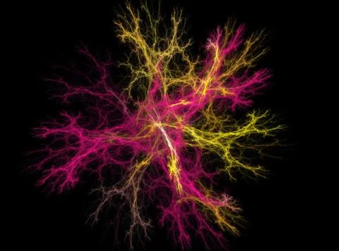 Red and yellow molecule abstract fractal effect light background Stock Illustration