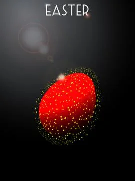 Red and yellow neon Easter egg on black background 스톡 일러스트