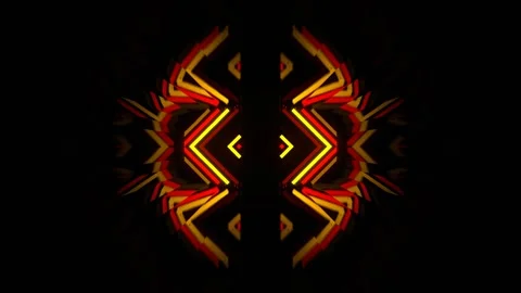 Red and Yellow Neon Light Elements Mirror Tunnel Background VJ Loop in 4K Stock Footage 314553725