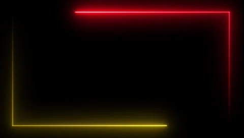 Red and Yellow Neon Rectangle Frame on Black Background Stock-Footage 318634138