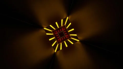 Red and Yellow Neon Square Lines Reverse Tunnel Background VJ Loop in 4K Stock Footage 322648560