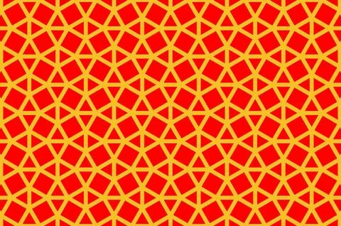 A red and yellow patterned background with a white diamond shape in the middl Stock Illustration