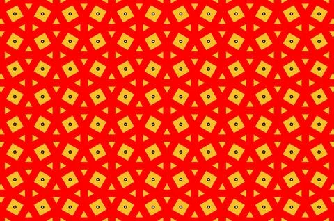 A red and yellow patterned background with yellow triangles and red squares Stock Illustration