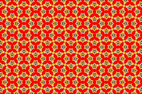 A red and yellow patterned background with a white star in the middle Illustrazione stock
