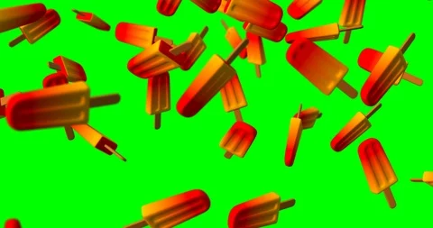 Red and yellow popsicle falling slow motion Stock Footage 109552234
